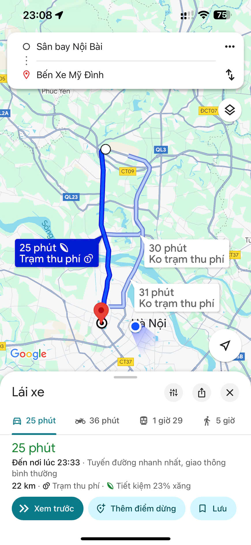 khoang-cach-tu-san-bay-ve-my-dinh