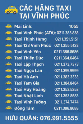 Các Hãng Taxi Tại Vĩnh Phúc - Nhà Xe Hữu Quân