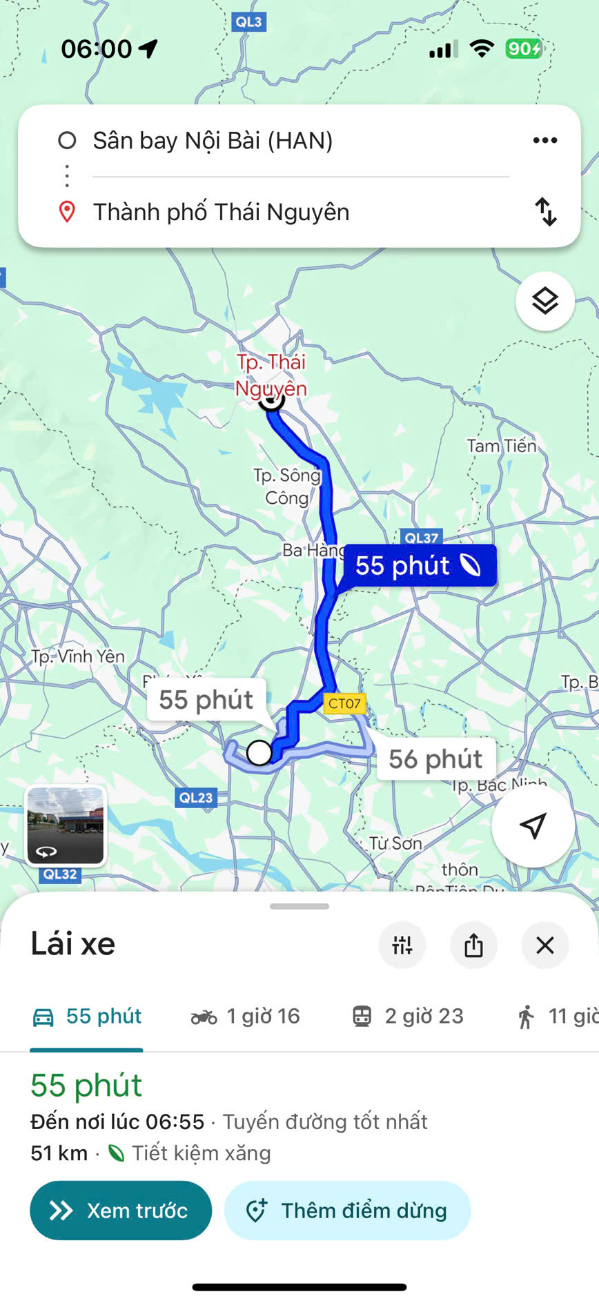 Tuyến Đường Nhanh Nhất Theo Google Maps