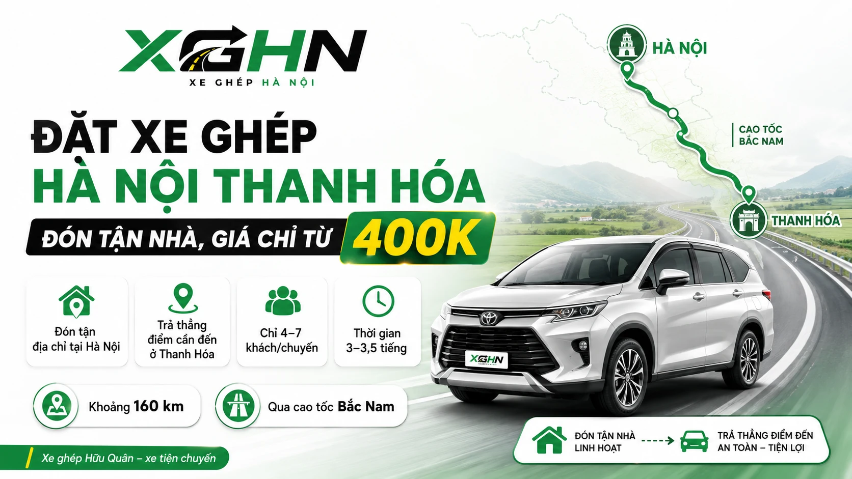 Xe ghép Hà Nội Thanh Hóa: Giá vé, Ưu điểm & Cách đặt xe
